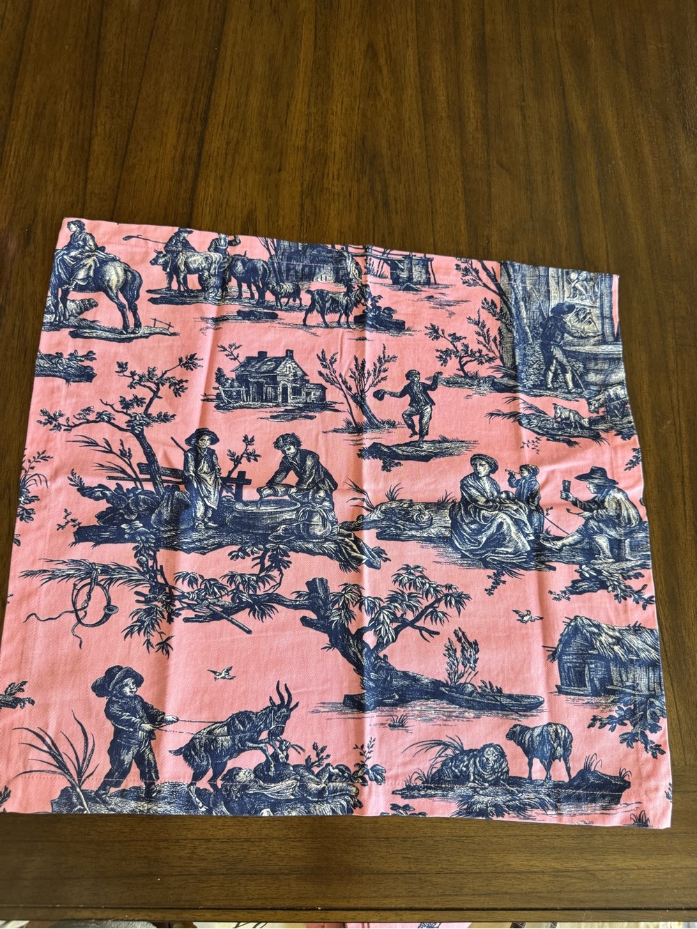 Williams Sonoma Set of 6 Pink Toile Cotton Dinner Napkins French Country - Picture 11 of 16